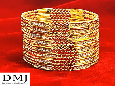 DMJ Brass Gold-plated Bangle Set(Pack of 8)