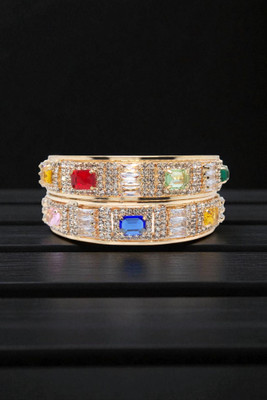 Neha Traditional Brass Crystal, Zircon Kada(Pack of 2)