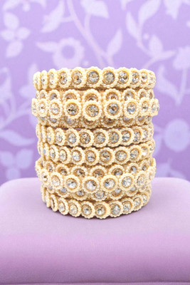 Neha Traditional Alloy Pearl, Crystal, Zircon Gold-plated Bangle Set(Pack of 6)