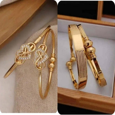 Mohrat Latest Collection Brass Gold-plated Bangle Set(Pack of 4)