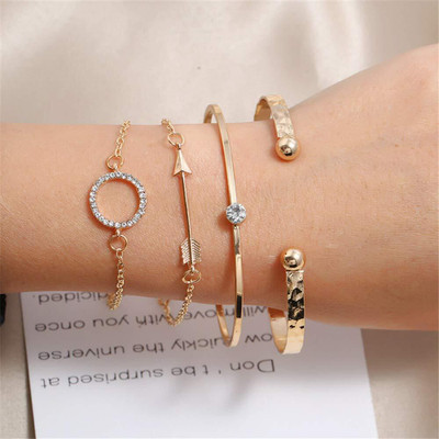TVI Alloy Cubic Zirconia Gold-plated Bracelet Set(Pack of 4)