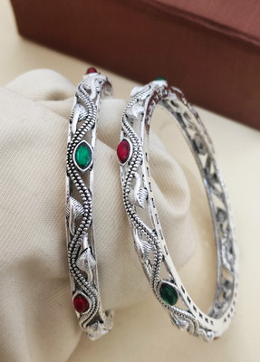 DH JEWELLS Alloy Silver Coated Bangle(Pack of 2)