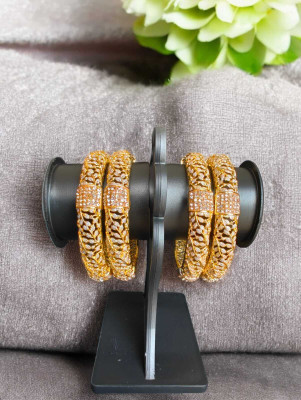 Vindaa Metal Zircon Gold-plated Bangle Set(Pack of 4)