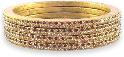 Praavya Lac Cubic Zirconia Rhodium Bangle Set(Pack of 4)
