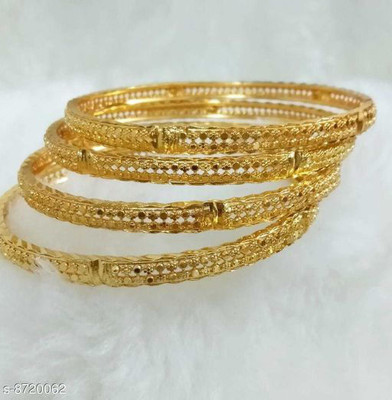 HouseOfCommon Brass Gold-plated Bangle Set(Pack of 2)