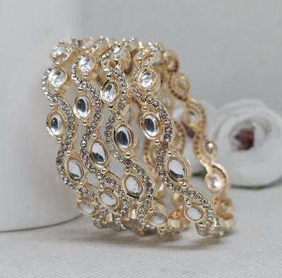 Panini Jewels Alloy Beads Gold-plated Bangle Set(Pack of 4)