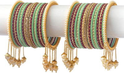 GLIKA Metal Zircon Gold-plated Bangle Set(Pack of 10)