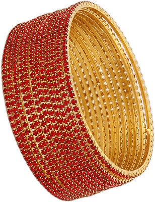 Shining Diva Metal Crystal Gold-plated Bangle(Pack of 12)