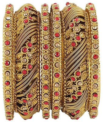 OJHA Metal Zircon Bangle Set(Pack of 6)
