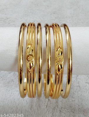 HouseOfCommon Alloy Gold-plated Bangle Set(Pack of 6)
