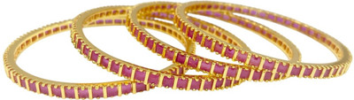 sukkanya Brass Cubic Zirconia Gold-plated Bangle Set(Pack of 4)