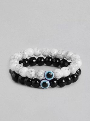 Harsh Enterprises Evil Eye Black Silver Bracelet(Pack of 2)