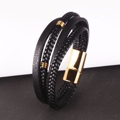 Roadster Metal, Oxidised Silver, Crystal, Alloy, Stainless Steel, Leather Gold-plated Bracelet Set