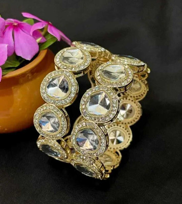 vkat Metal, Alloy Cubic Zirconia Gold-plated Bangle Set(Pack of 2)