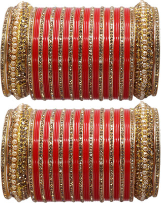 ADVANCE KANGAN Plastic Beads, Cubic Zirconia Gold-plated Chudas(Pack of 48)