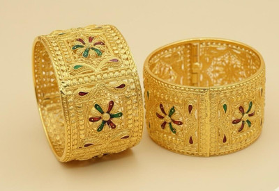 Bajrang Brass, Copper Gold-plated Bangle Set(Pack of 2)
