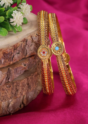 Swarnaari Brass Gold-plated Bangle Set(Pack of 2)
