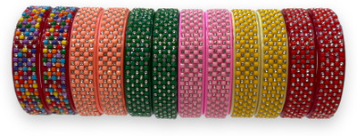 MS Traders Glass Cubic Zirconia Bangle(Pack of 12)