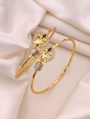 Shreeji imitation Alloy Cubic Zirconia Gold-plated Bangle Set(Pack of 2)