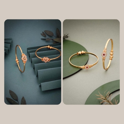 VEDDAA Brass Diamond Gold-plated Bangle Set(Pack of 4)