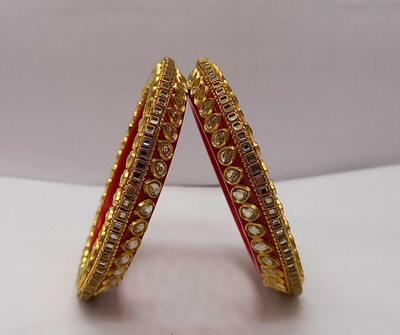 Rajwadi Plastic Crystal Bangle Set(Pack of 2)