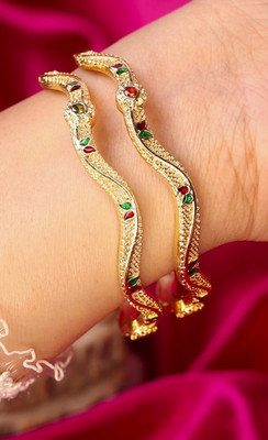 Swarnaari Brass Gold-plated Bangle Set(Pack of 2)
