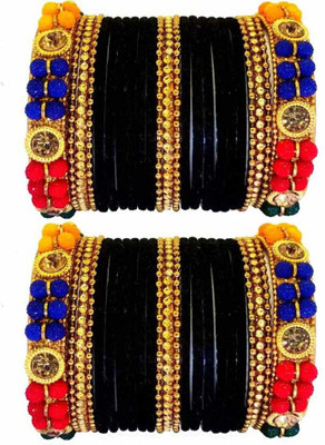 RADHA MOHAN EMPIRE Fabric, Glass Bangle Set(Pack of 46)