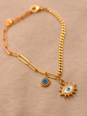 RaasRani Jewels Stainless Steel Cubic Zirconia Gold-plated Bracelet