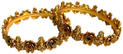 ACCESSHER Brass Gold-plated Bangle Set(Pack of 2)
