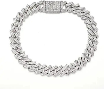 VIANSH Brass, Metal, Stone, Copper, Alloy Diamond, Crystal Titanium, Silver Coated, Silver Bracelet
