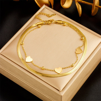 MYKI Stainless Steel Gold-plated Charm Bracelet
