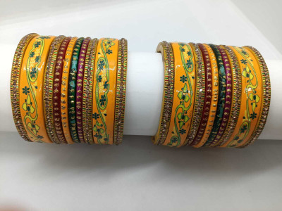 LUCKY SUHAG CHURA Stone, Lac Bangle Set(Pack of 24)