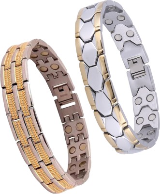 Bracotive Stainless Steel Gold-plated Bracelet(Pack of 2)