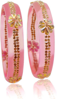 Shahi Pehnawa Glass Cubic Zirconia Bangle Set(Pack of 2)