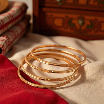 TSF Jewellery Alloy Agate Gold-plated Bangle Set(Pack of 4)