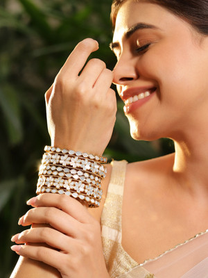 RUBANS Brass Gold-plated Bangle Set(Pack of 6)