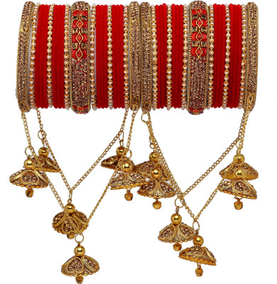 Rijoli Metal Zircon Bangle Set(Pack of 42)