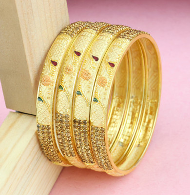 Bhagya Lakshmi Alloy Gold-plated Bangle Set(Pack of 4)