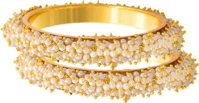 JFL Jewellery for Less Copper Pearl Gold-plated Bangle Set(Pack of 2)