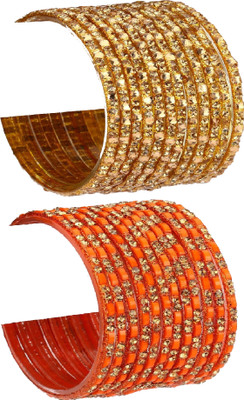 1st Time Glass Beads, Crystal Enamel Bangle Set(Pack of 10)