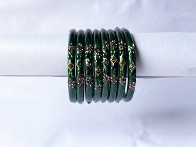 Karaavi Glass Crystal Enamel Bangle Set(Pack of 8)