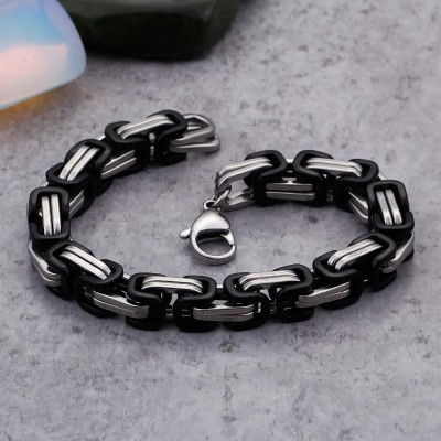 AMAAL Metal, Alloy, Steel, Stainless Steel Silver, Titanium, Silver Coated, Black Silver Bracelet