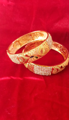 Trika fashion Alloy Cubic Zirconia Gold-plated Bangle Set(Pack of 2)
