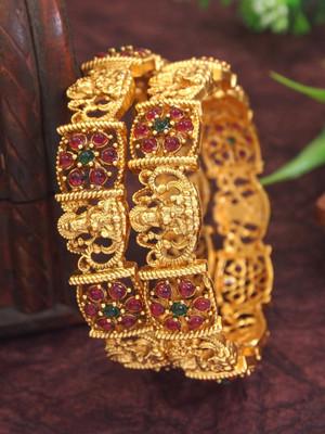 OrnaDzn Zevellery Alloy Beads Gold-plated Bangle Set(Pack of 2)