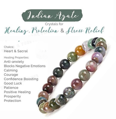 VIBESLE Crystal Beads, Agate Charm Bracelet