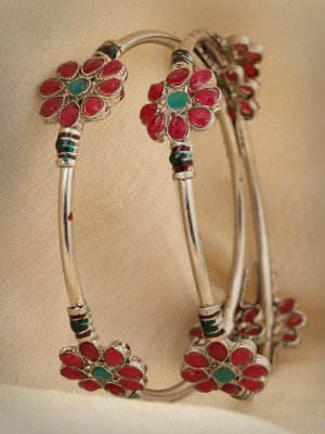 Sukkhi Alloy Silver Bangle Set(Pack of 2)