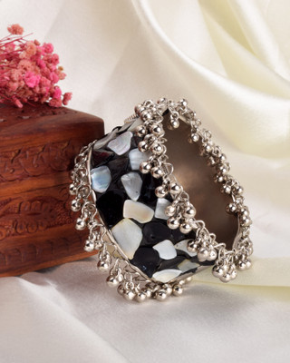 RN SHOPPING HUB Oxidised Silver Silver Bangle