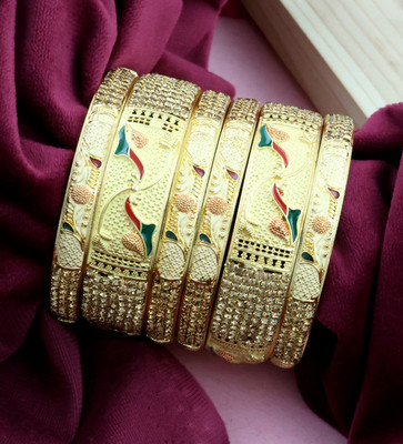 Bhagya Lakshmi Alloy Gold-plated Bangle Set(Pack of 6)