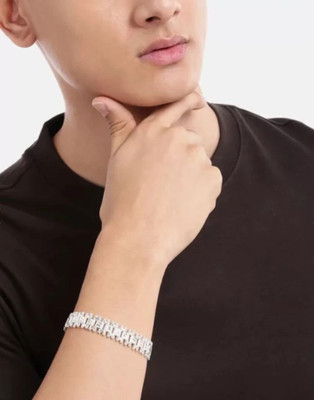 Aksha Collection Brass, Stainless Steel, Leather Gold-plated Bracelet