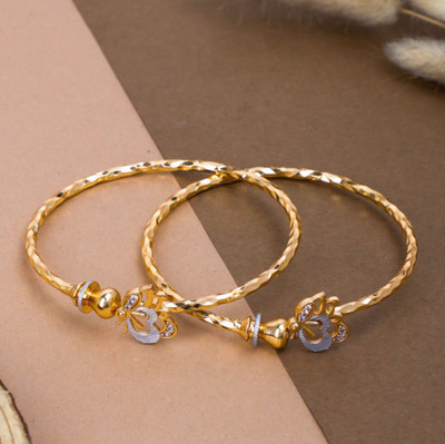 Gemini Creation Brass, Alloy Cubic Zirconia Gold-plated Bangle Set(Pack of 2)